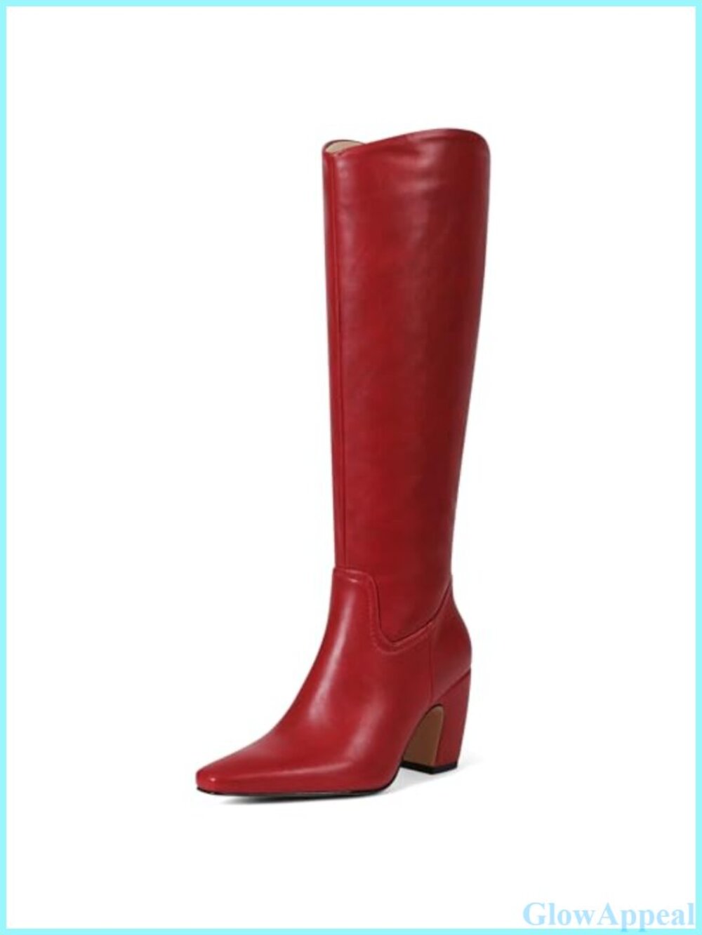 Wide Calf Knee High Boots Square Toe Chunky Heel PU Leather